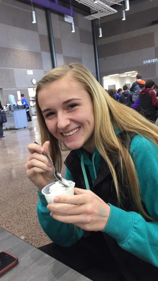 Adabelle Wright enjoying some frozen yogurt