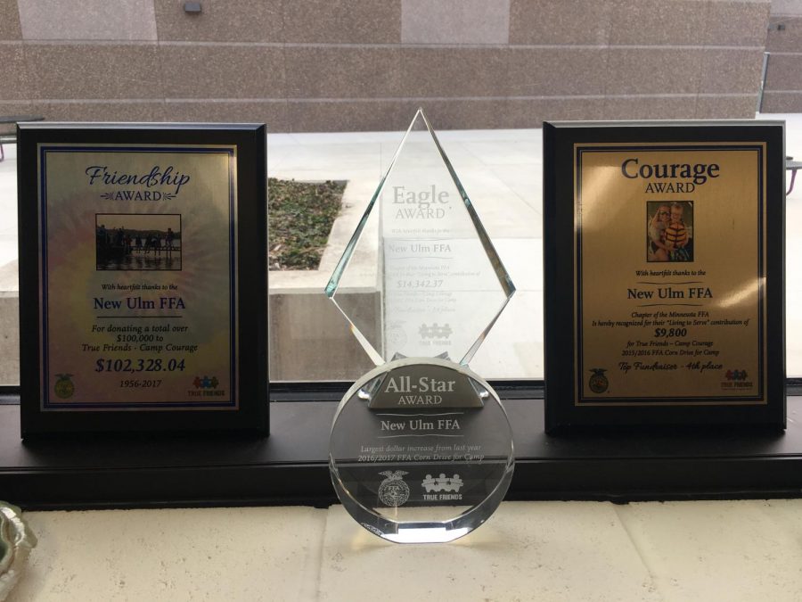 Awards for NU FFA for donating money to Camp Courage.
