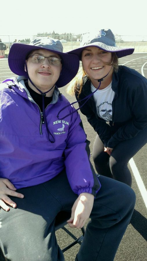 THE NEW DUO - Sarah Longtin and Ben Mathiowetz work together as a part of the new Adaptive Track Program here at New Ulm High School. 