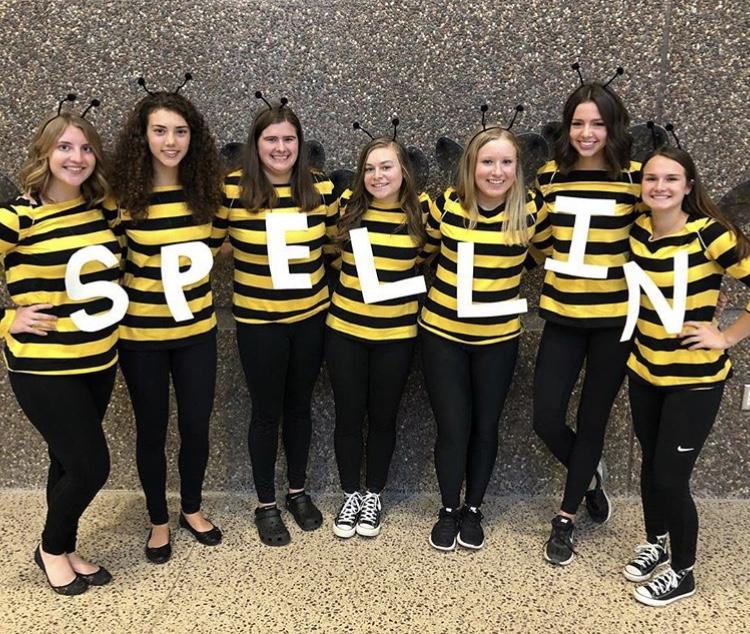 BUZZIN ABOUT- This group of Juniors left a la-sting impression with their well thought out costumes