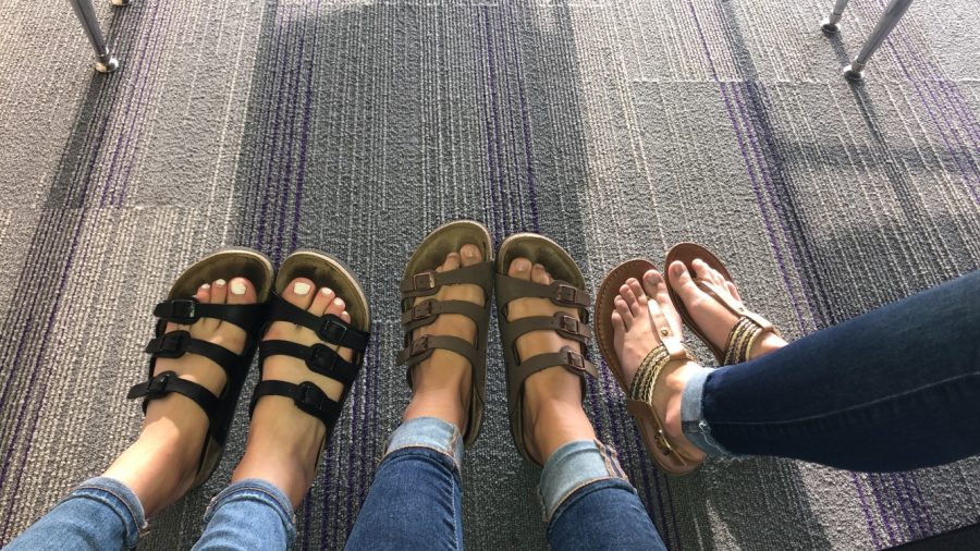 Students at New Ulm High School are feeling the warm weather and busting out the sandals. 