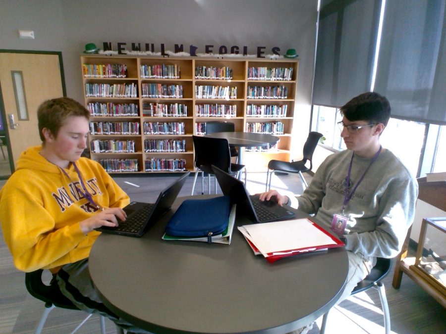 Josh Liebl and Jack Brownfield working hard for their next story.