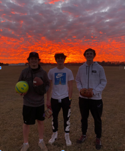 Playing sports under the sunset