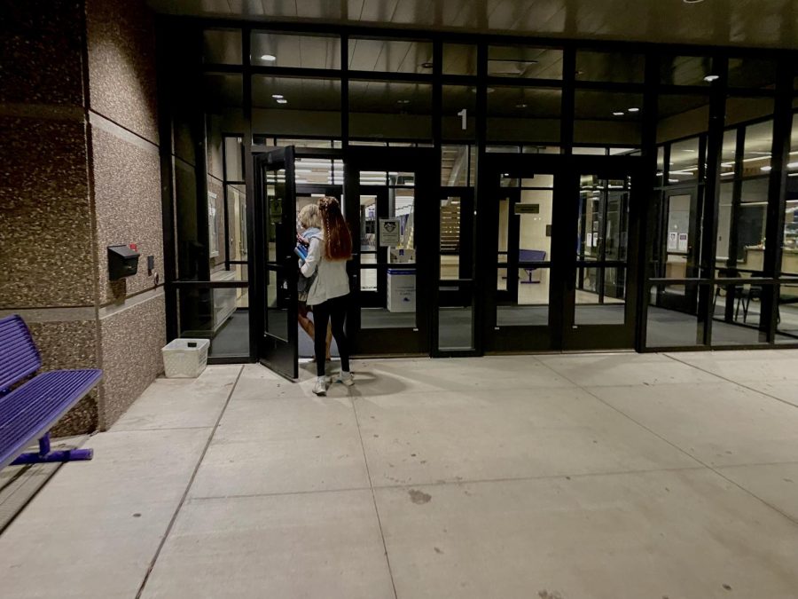 NUHS students coming into the building at 6:53 a.m. for early bird class. 