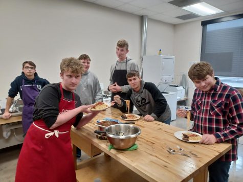 Transition Skills class showing off their cooking skills with a spaghetti dish. 
