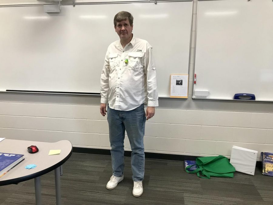 Mr. Janssen dressed up as a fishing guide for AM ED week.