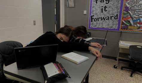Seven Wright and Tessa Tauer taking advantage of sleeping in class!