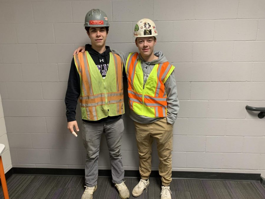 Juniors Jack Albrecht and Anton Fredrick dressed up as construction workers for twin day.