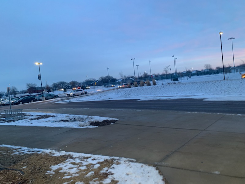 New Ulm high school traffic at 7:45 a.m.