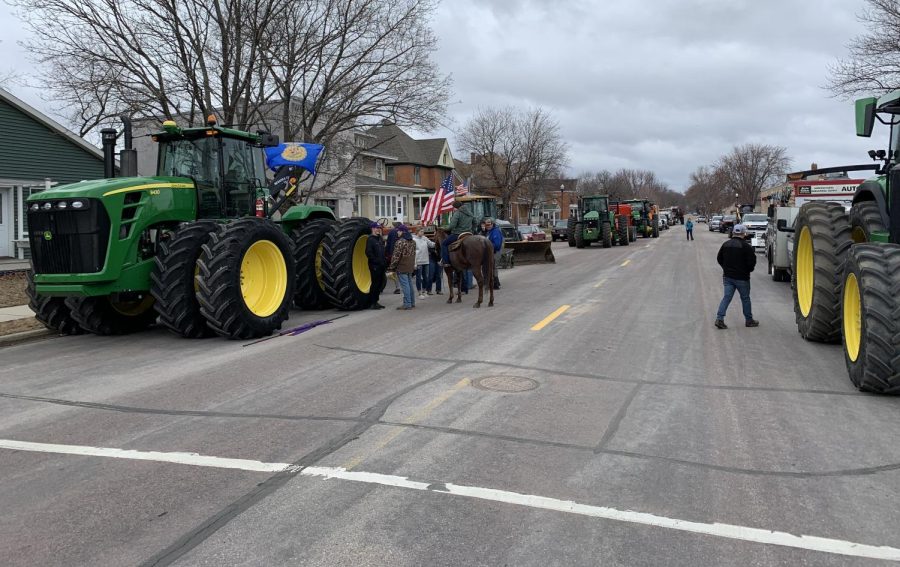 All the tractors and vehicles line up down town for the parade
