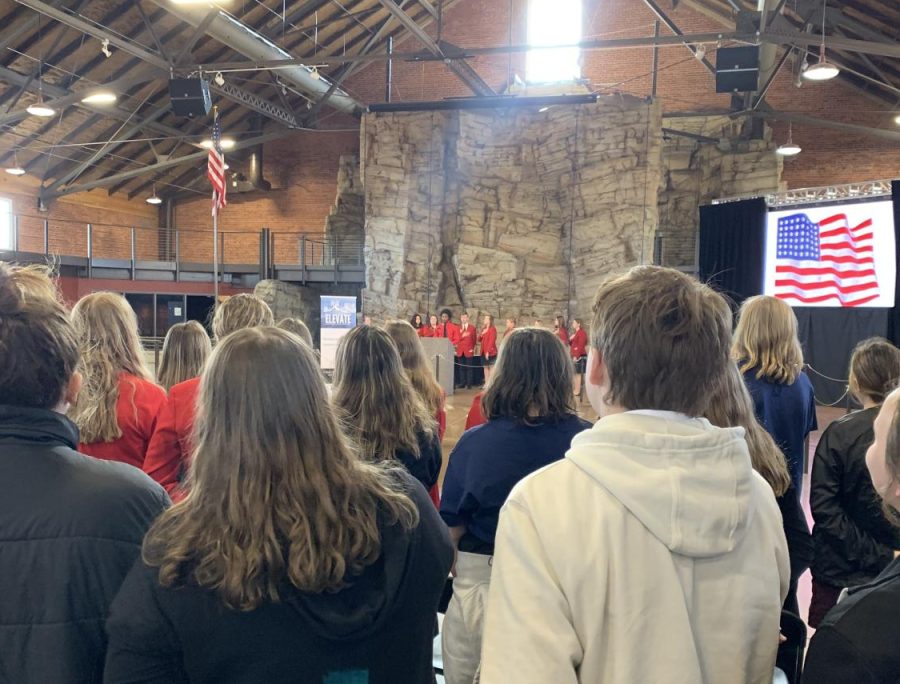 NUHS senior Marcarious Amoah opened up the 2022  FCCLA State Conference with the National Anthem, at Minneapolis Scout BSA Base Camp on Friday, April 8th.