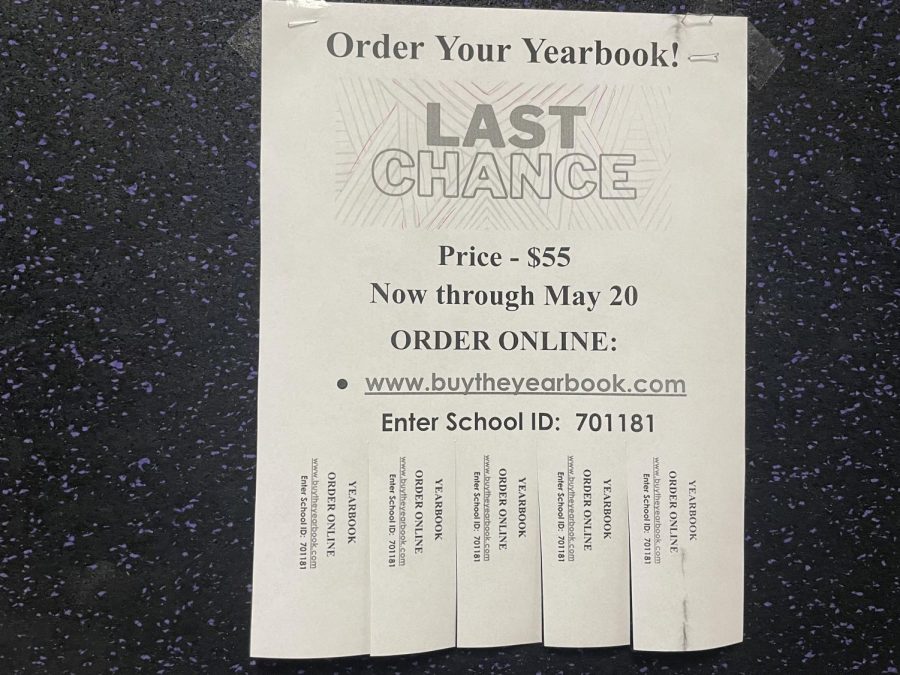 The last day to order a yearbook is this Friday the 20. 