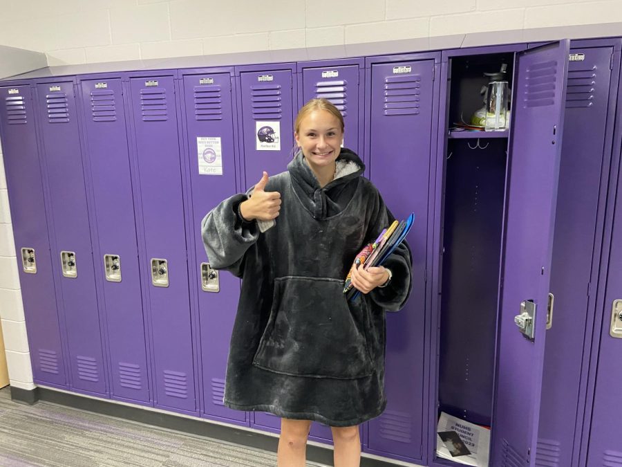 Bryn Nesvold dresses up comfy along with many others on our first day of homecoming week at NUHS to show our school spirit. 