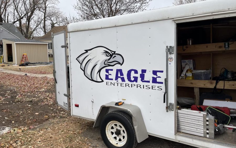 Eagle Enterprises trailer parked at the job site.  