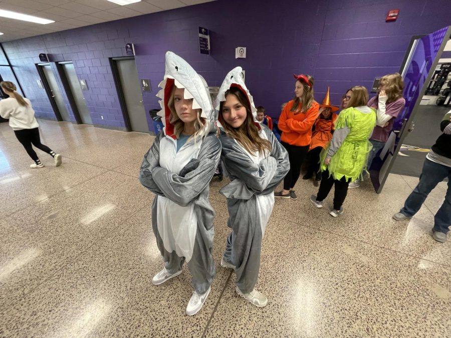 Seniors Amelia Braulick and Thia Achman show off their scary, crazy, cool costumes