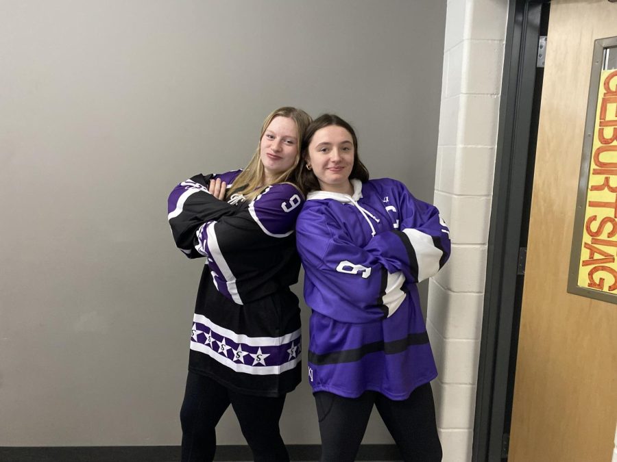 Juniors Afton Hulke and Sophia Cooke dressed up for jersey day 