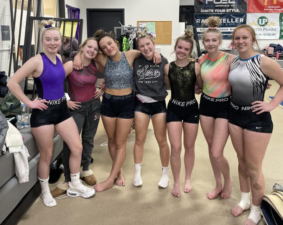 NUHS Gymnasts pose for  a picture after completing their first day of practice 