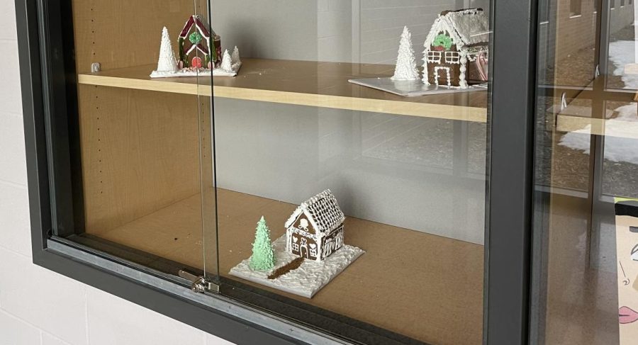 Mrs. Christians second hour Pastry and Design classs latest project has been gingerbread houses for the upcoming holiday season. Some of these gingerbread creations can be seen in the art display case by the art room. 