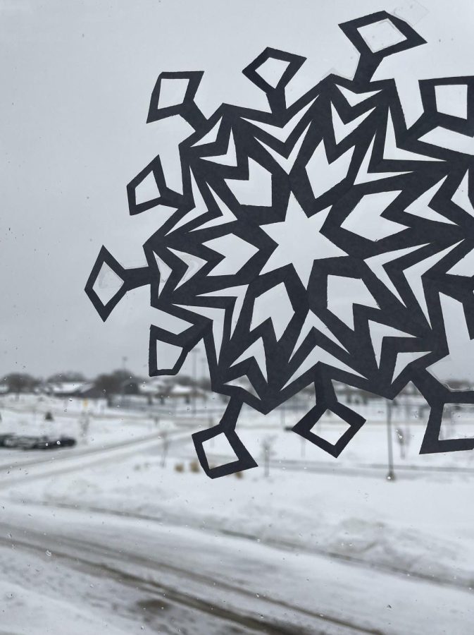 Paper snowflakes on the windows