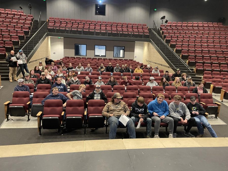 Tuesday, January 24th, 71 of FFAs students met in the New Ulm high school autotorium for Januarys meeting. The officers talked about up coming events such as national FFA week, the national ag day parade, Hub Clubs farm show, previous CDE teams, and upcoming CDE teams. Jaden Jay said, The meeting was assembled last minute but was handled flawlessly. Many students came and signed up for the upcoming events. We are very grateful for those who are willing to participate.