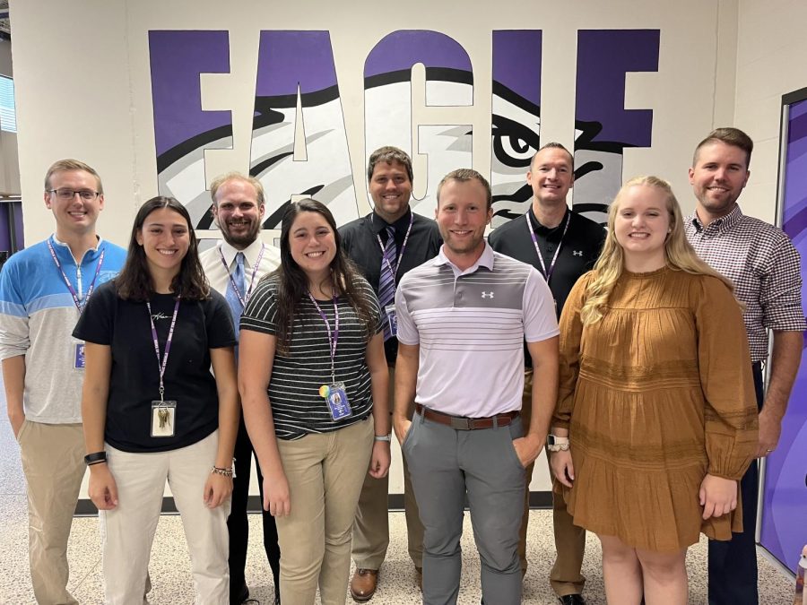 Back row left to right: Mr.Graham (History), Mr.Japs (Spanish), Mr.Neubarth (Dean of students), Mr.Skogland (Math), Mr.Olson ( Vocal Music.) 
Front row left to right: Ms.Clavaguera (Phy Ed/ Health), Ms.Keister ( Band), Mr.Aukes (Special Education), Ms.Hoefker (Science.) 