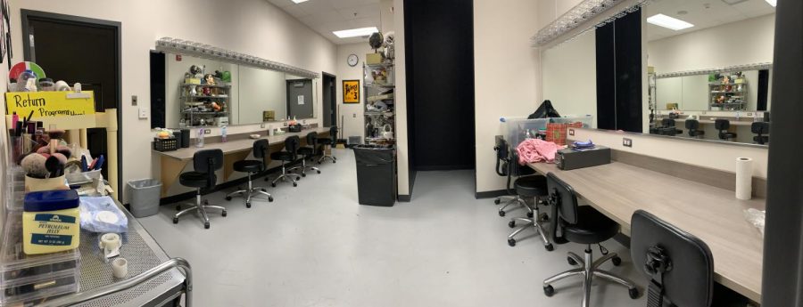 Our makeup room is known for being filled with endless bobby pins and outlets overwhelmed with hot tools. Featuring last-minute costume fixes held together by safety pins. 
