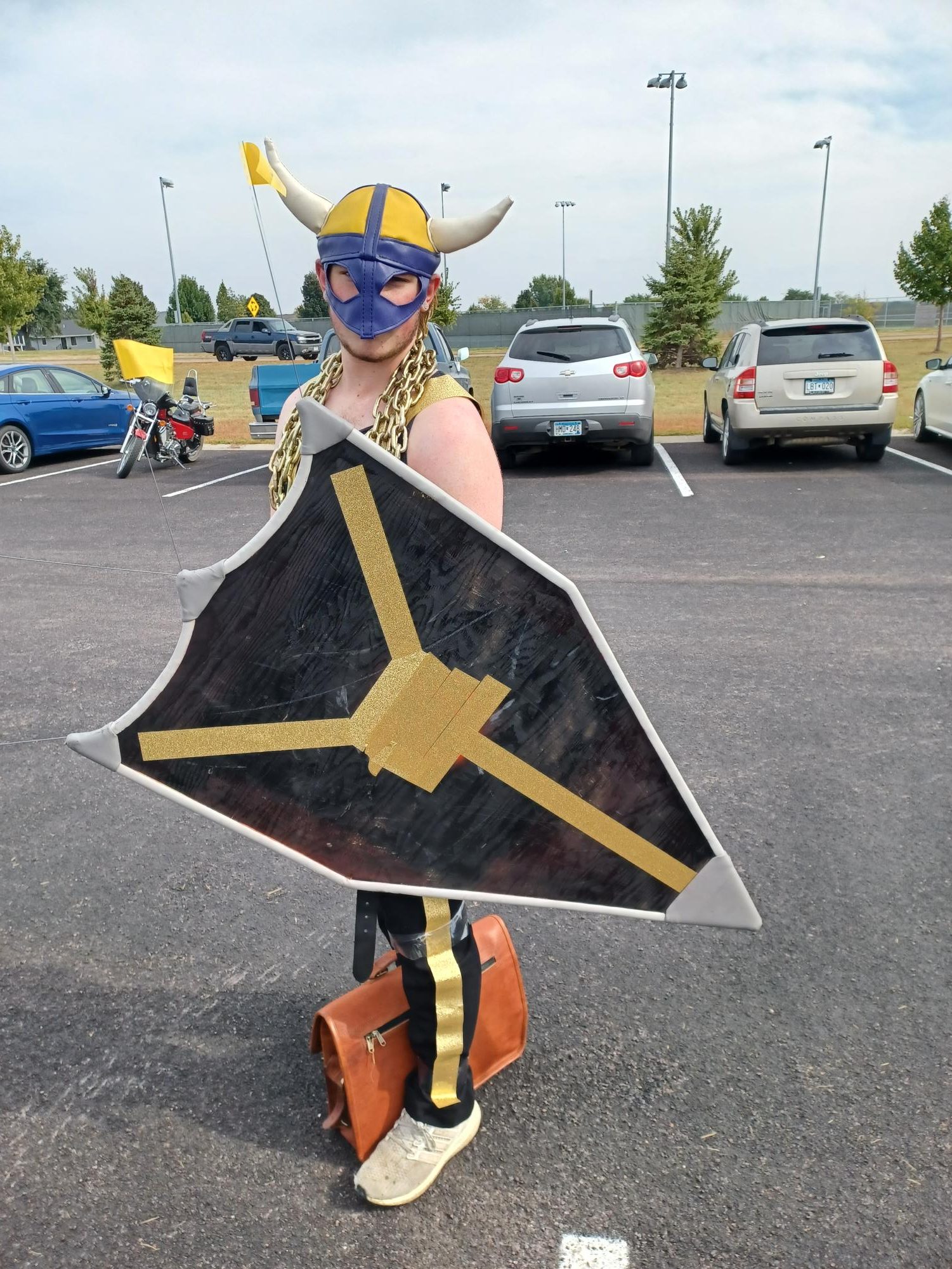New Ulm High School student dresses up as a Viking to show his support for the seniors at BOTC. If we had a contest for school spirit, I would win, Joey Hagg said.
