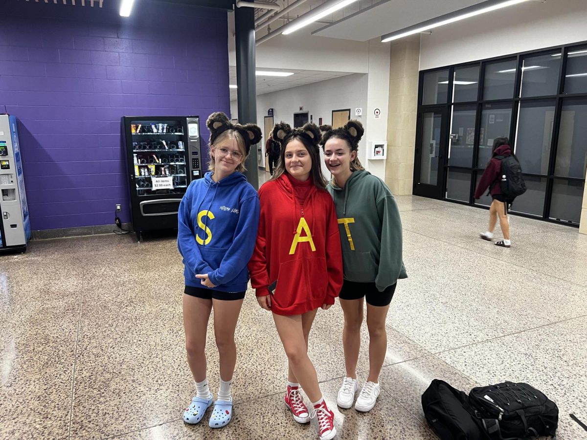 3 NUHS foreign exchange students dressed up for dynamic duos day as Alvin and the Chipmunks.