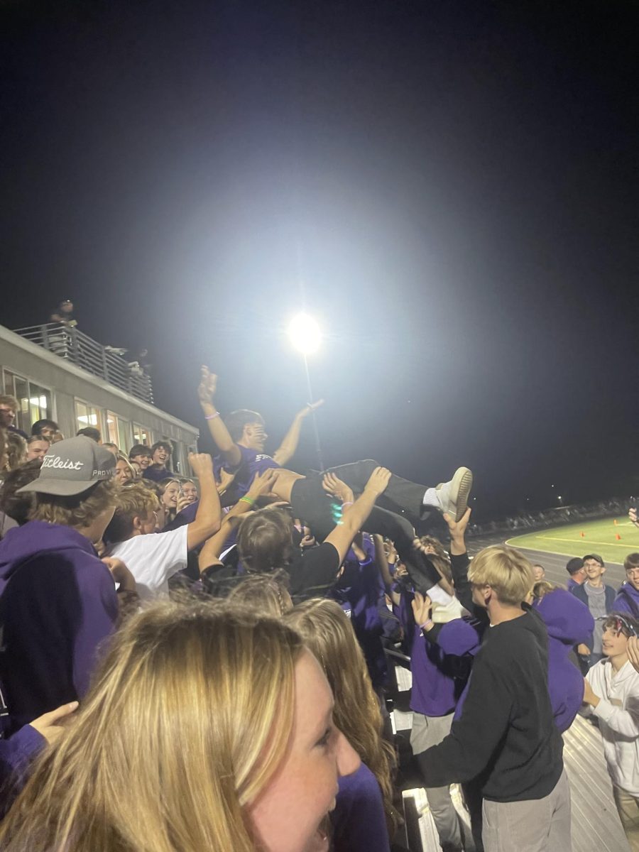 During NUHS homecoming football game one of the foreign exchange students (Franciso Lavelle) human surfed which got the student section hyped up. 