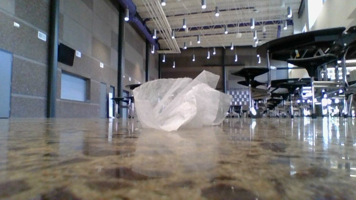 A paper-like piece of litter found in NUHS Cafeteria.