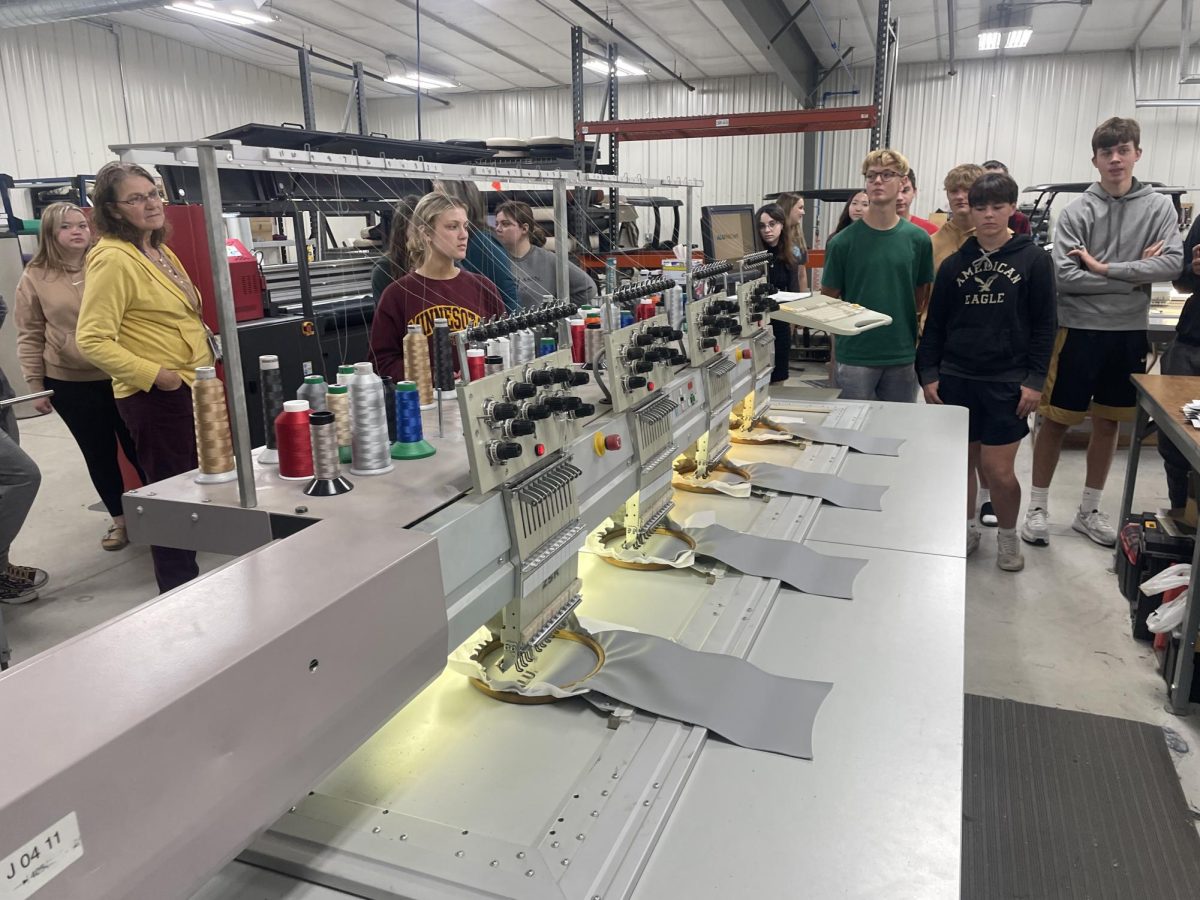 Intro to business class observing products being made at United Commercial Upholstery.