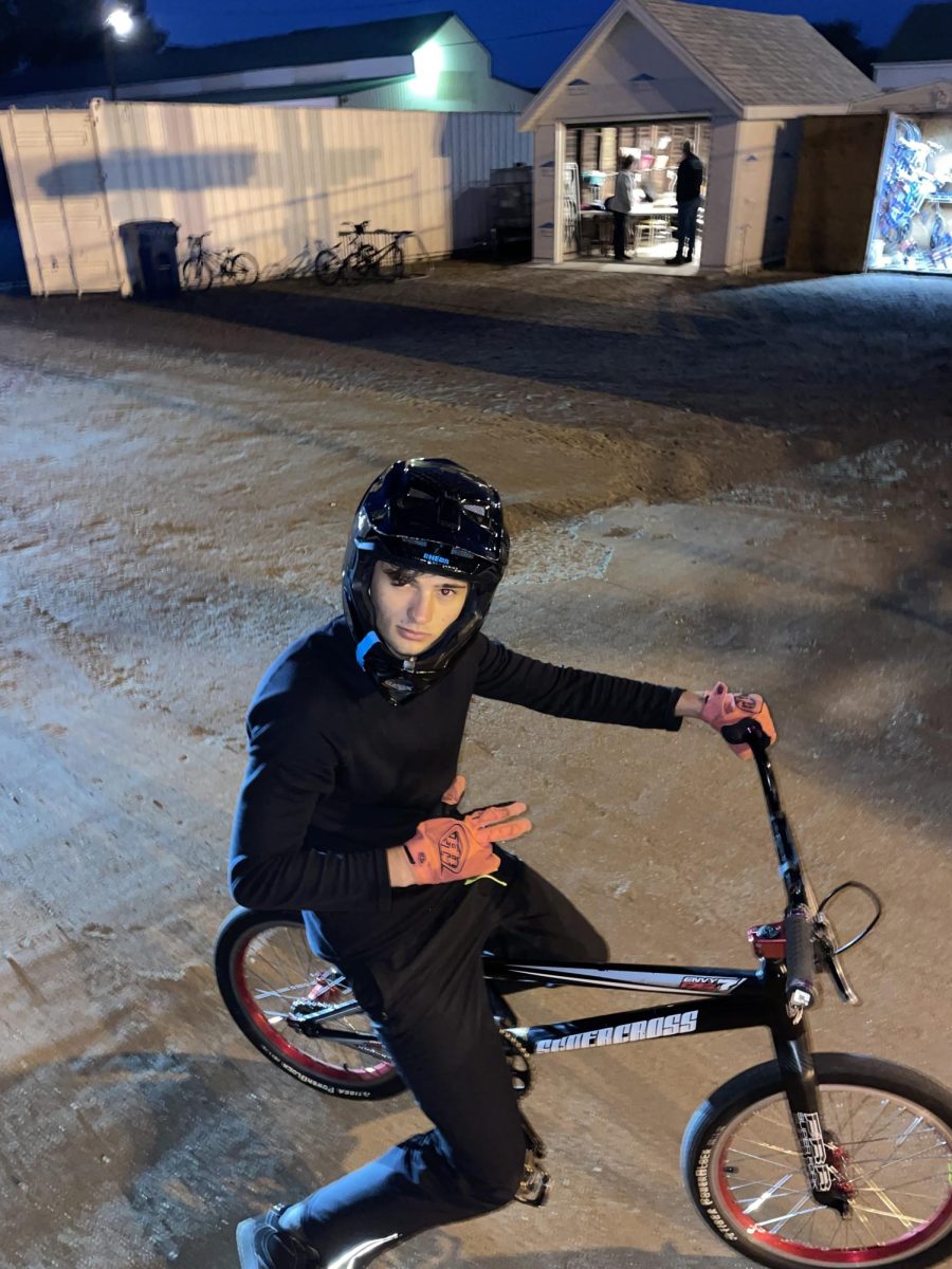 Francisco Lavelle trying out bmx last Monday night for the first time.