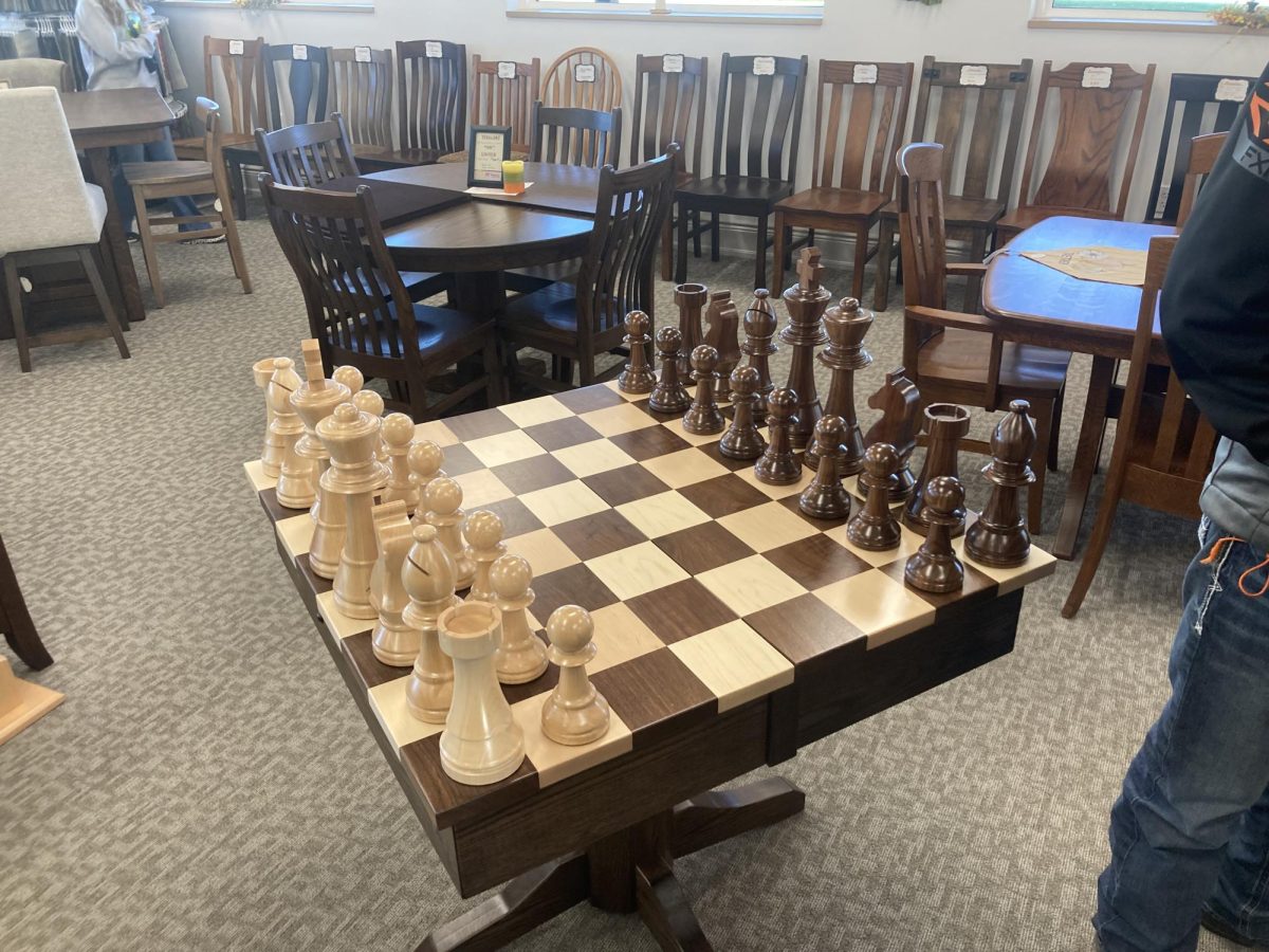 Life size chess table made by the Amish 