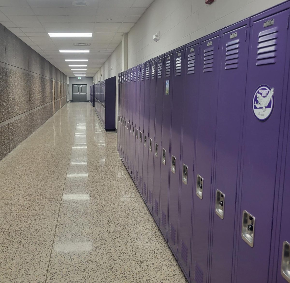 The freshman hallway empty.