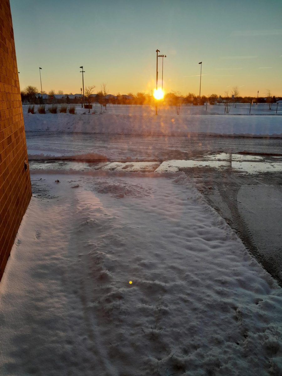 Dawn from the math wing door on February 15.