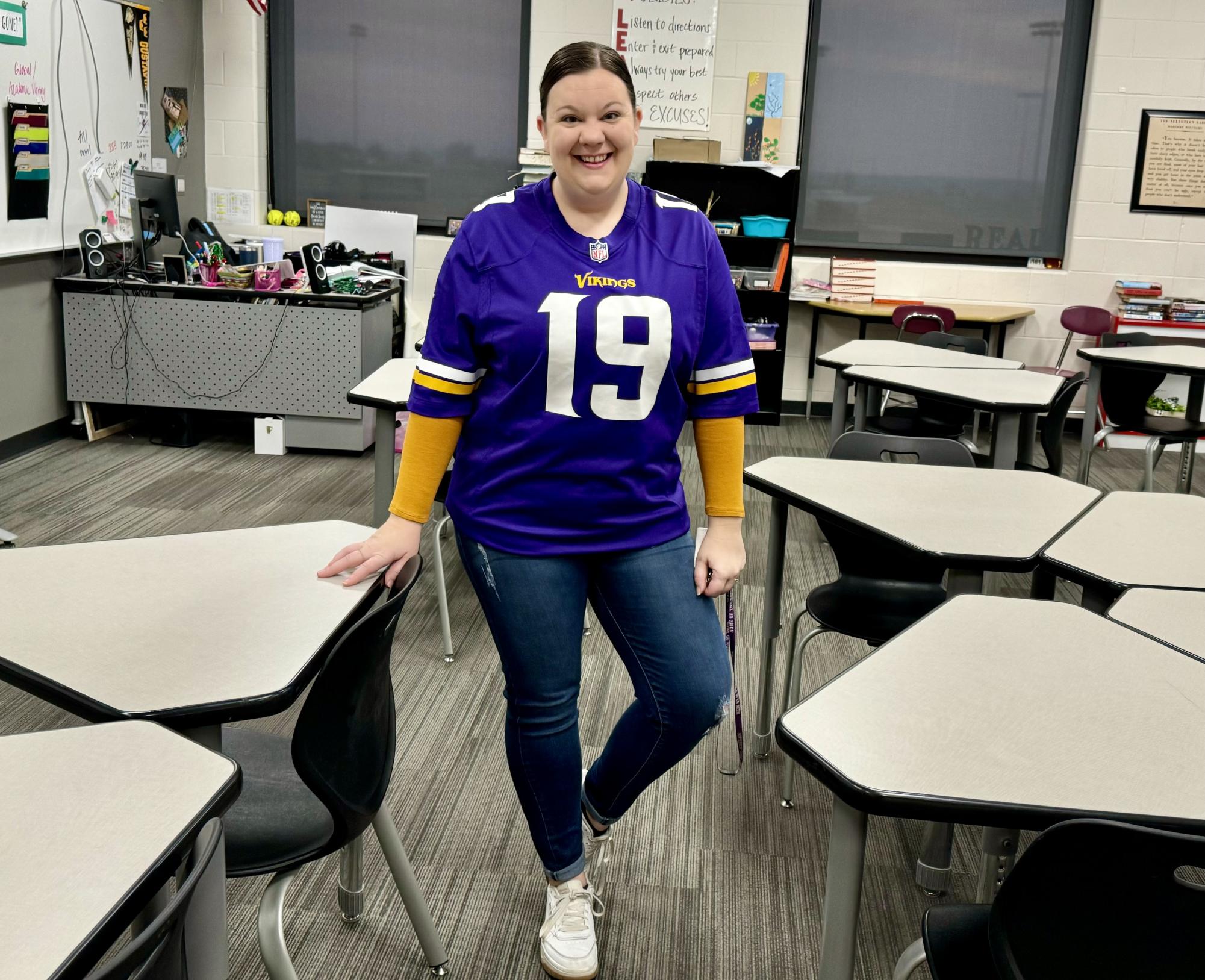 Mrs. Marlow supporting Snow Week and showing real school spirit.