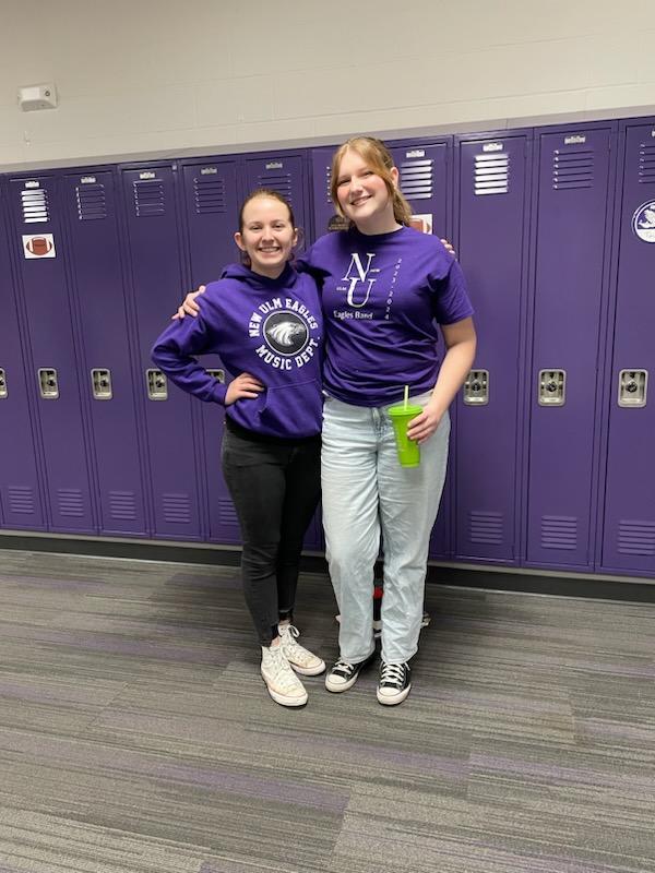 Lexi Schneider and Amanda Vogel supporting purple and white day.