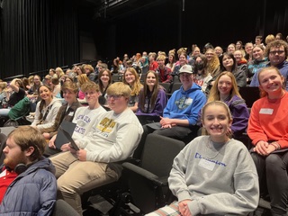 NU students at Gustavus for a theater workshop.