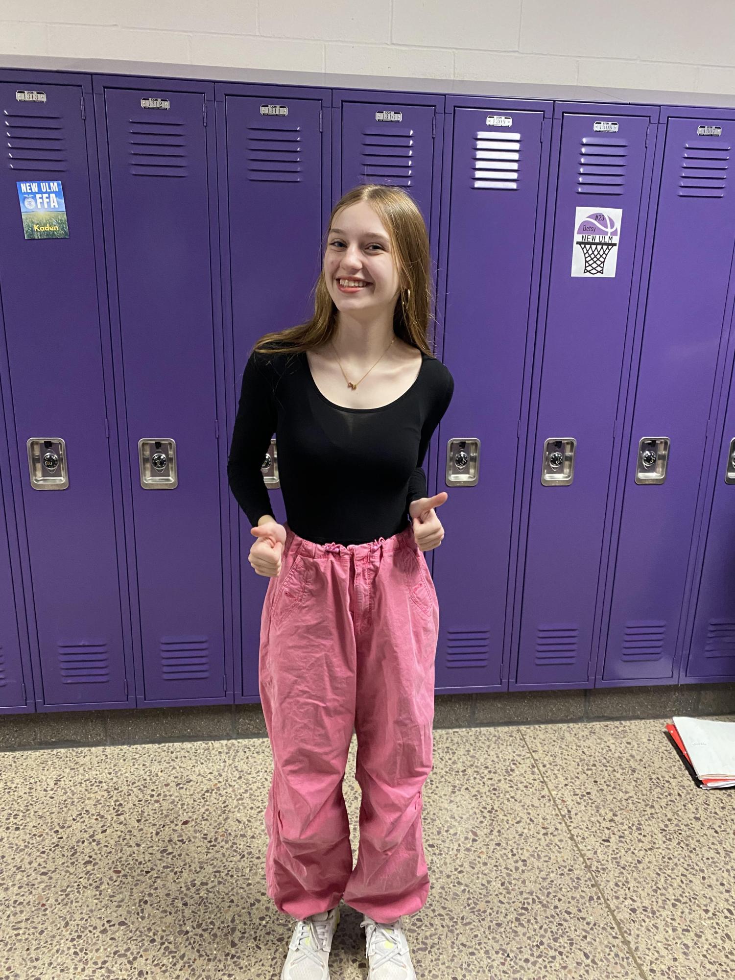 Sophomore Mallory Larson dresses up for Snow Week.
