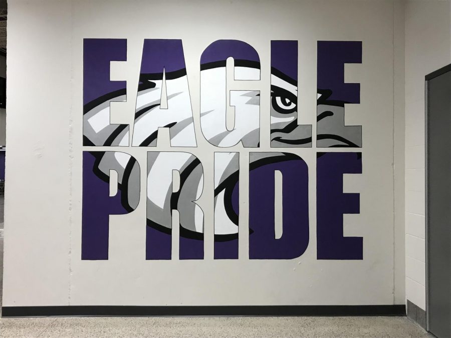 EAGLE PRIDE New Ulm High School got new decorations including new paint in the gym, and new door decal. 