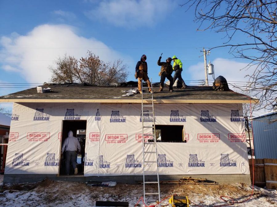 New Ulm Residential Construction class making excellent progress on the garage