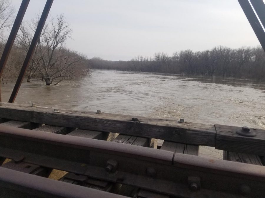 The Minnesota river rages on near the New Ulm Quartzite Quarries.