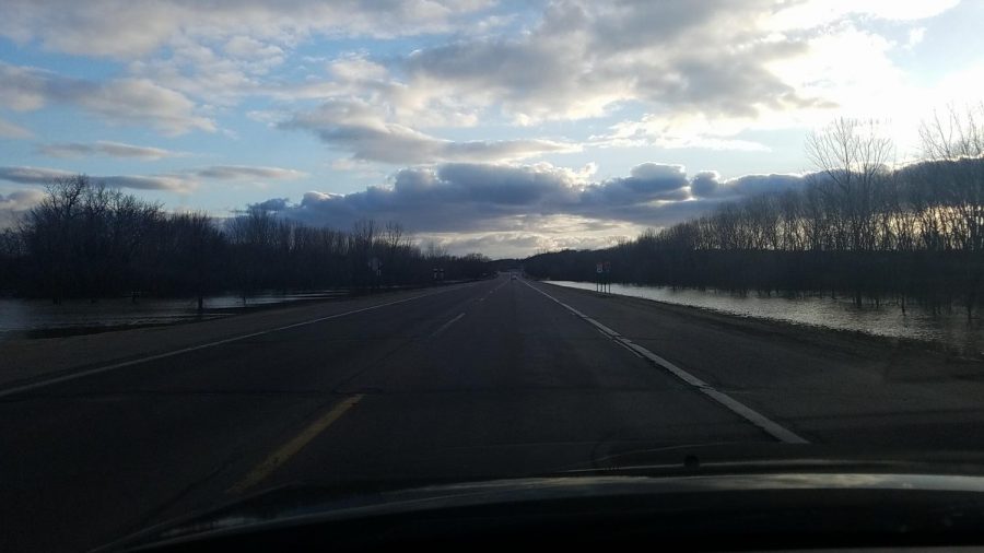 The Minnesota river turned Highway 37 into a land bridge to New Ulm with the recent flooding.