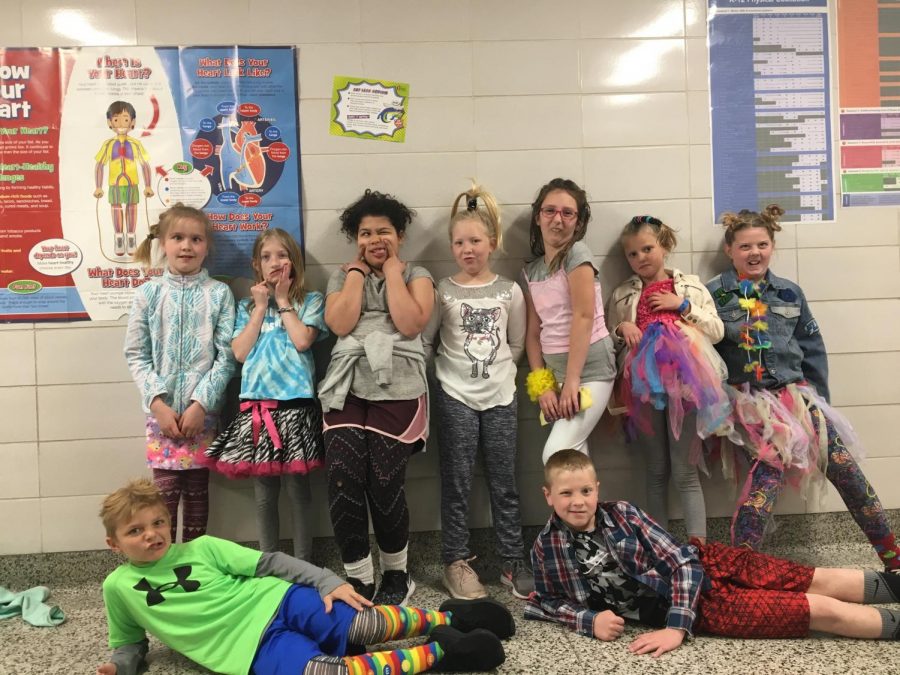 The wackiest of kids show their school support by participating in wacky Wednesday.