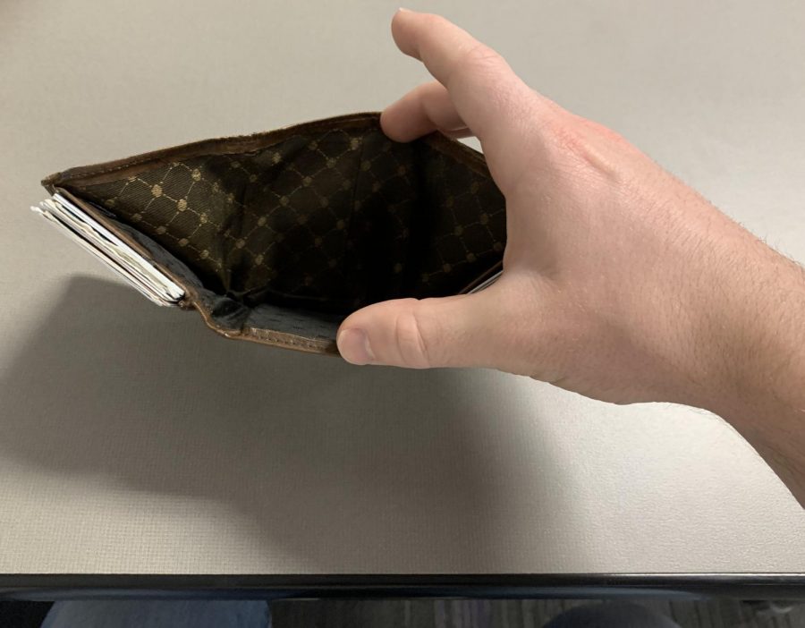 A empty wallet of a college athlete.