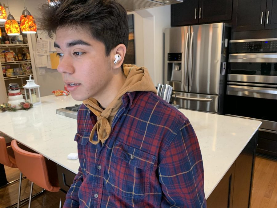 Brandon Ocampo New Ulm High School senior listens to one of his favorite artist over his lunch break Juice Wrld. 