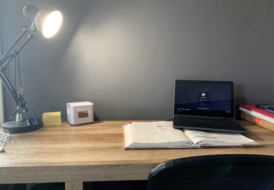 The distance learning setup.