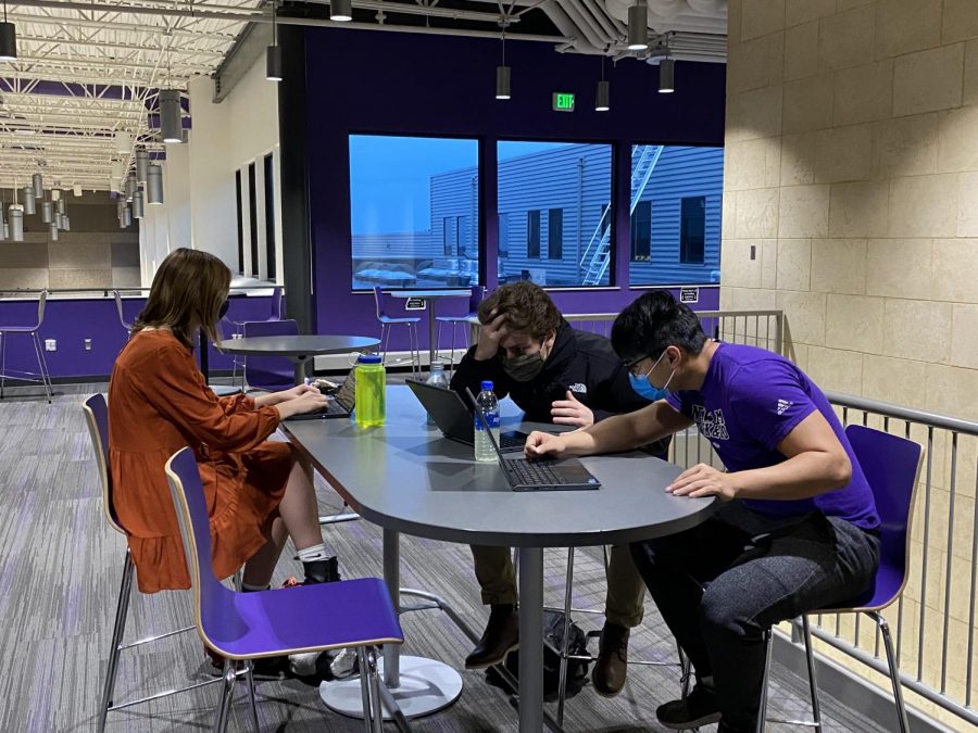 Journalism students working hard to finish the next Eagles Podcast episode. "I love making podcasts, because I just get to talk with my friends." -Jace Addy