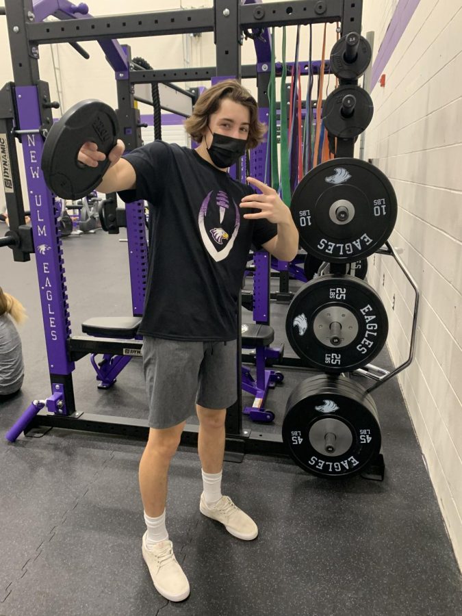 Junior student Evan Griebel lifts weights in the gym Tuesday morning during LifeTime Activities class. NUHS offers a variety of phy ed classes to keep students in shape. Griebel says, "This class is a good way to start my day, and wake me up in the mornings."