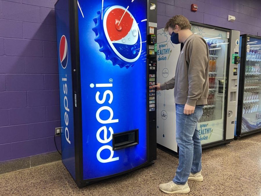 On Monday, senior Carson Helget was seen buying a drink from one of the vending machines in the High School cafeteria to quench his thirst. He was complaining that all of the drinks were diet and thought there should be more of a variety. "I feel like there should more options that are not diet. If there were, there would be more people buying them," he stated. 